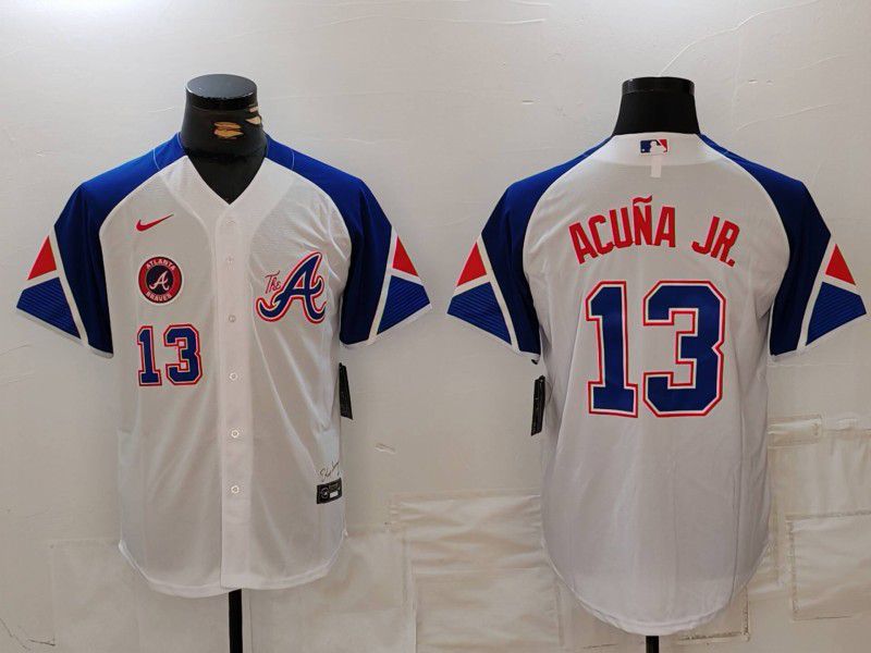 Men Atlanta Braves #13 Acuna jr White City Edition 2024 Nike MLB Jersey style 6->atlanta braves->MLB Jersey